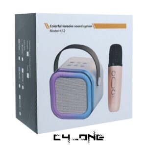 Mini Tragbarer Karaoke Lautsprecher mit RGB-Lichtern & 1 kabelloses Mikrofon und 3-Stimm-Konverter – Ideal für Partys und Geburtstagsfeiern
